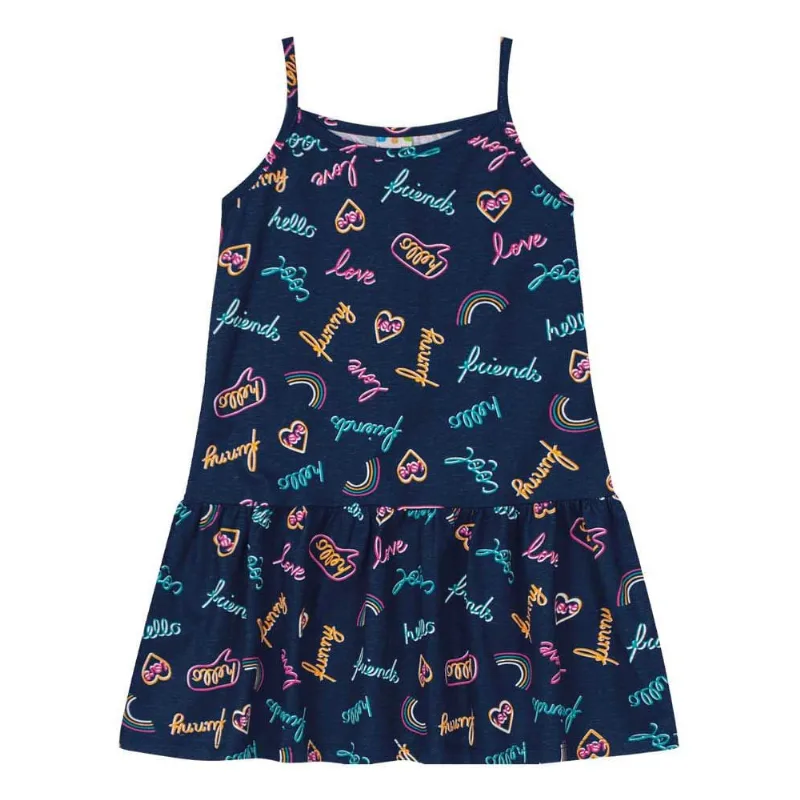 Vestido infantil menina de arco-íris Brandili Azul 16
