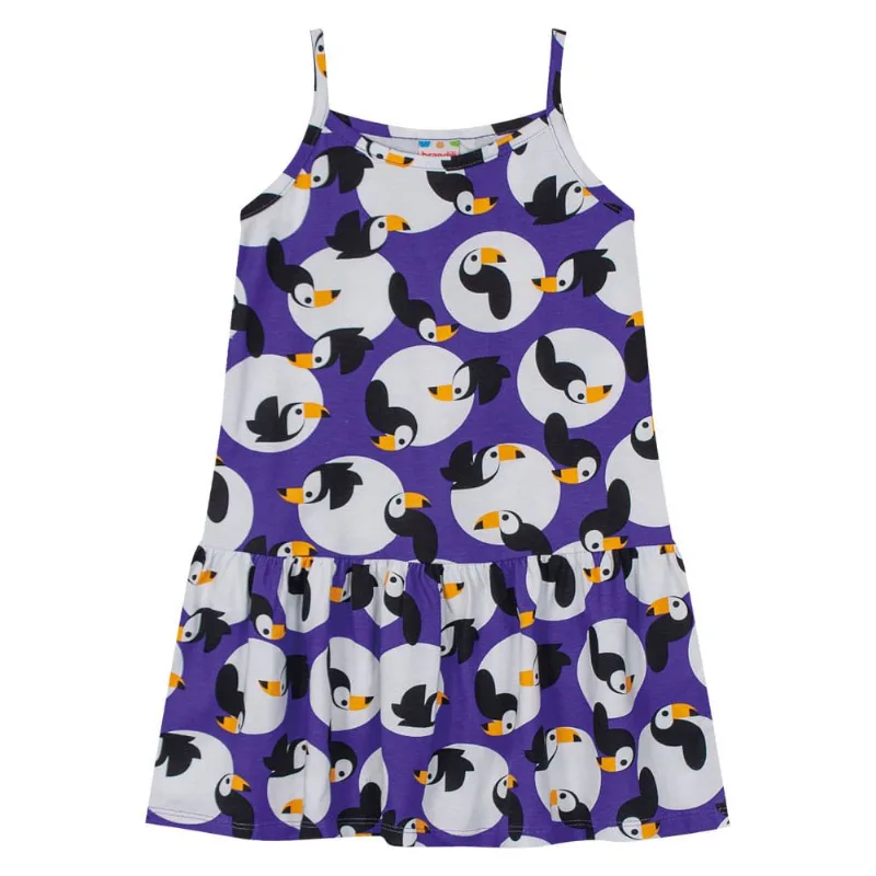 Vestido infantil menina de tucanos Brandili Azul 10