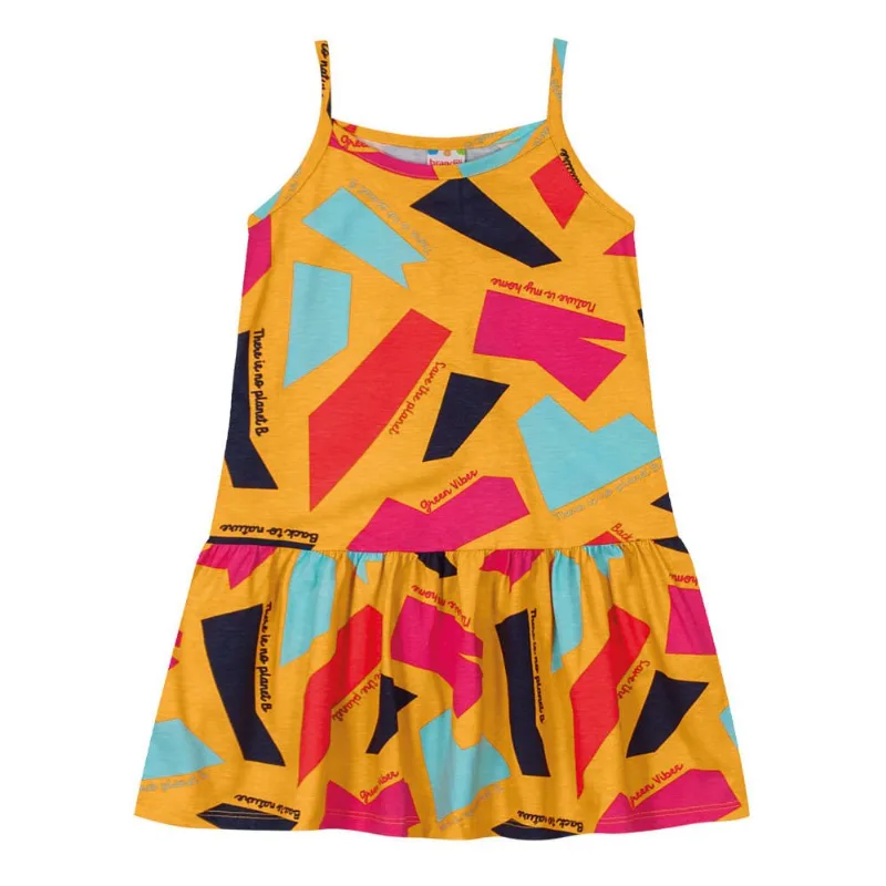 Vestido infantil menina de formas geométricas Brandili Amarelo 6