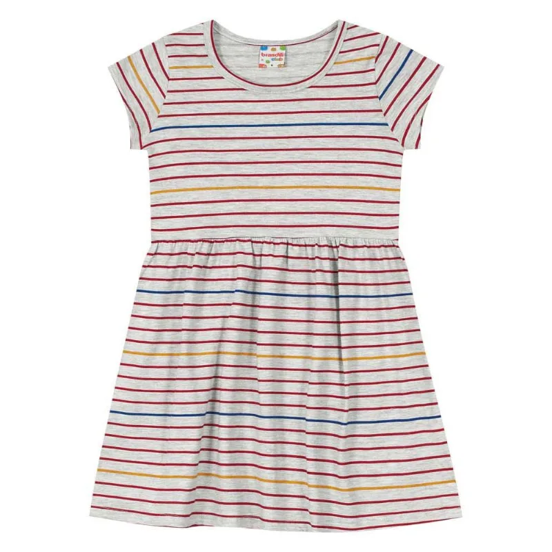 Vestido infantil menina com listras Brandili Cinza 16