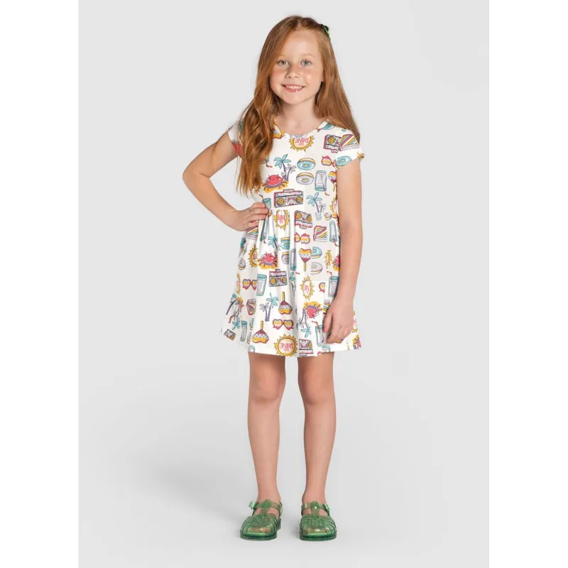 Vestido infantil menina de praia Brandili Natural 12