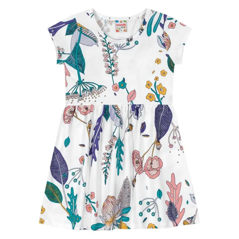 Vestido infantil menina de folhas Brandili Branco 10