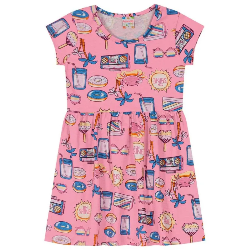 Vestido infantil menina de praia Brandili Rosa 8