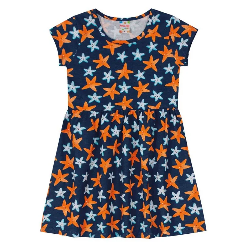 Vestido infantil menina de estrelas do mar Brandili Azul 4