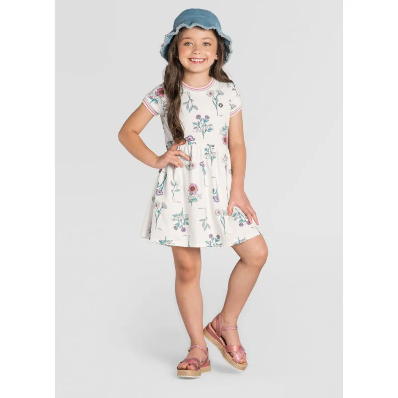 Vestido infantil menina flores Brandili Natural 8