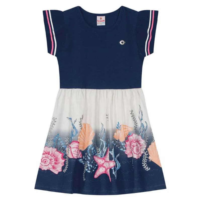 Vestido infantil menina fundo do mar Brandili Azul 4
