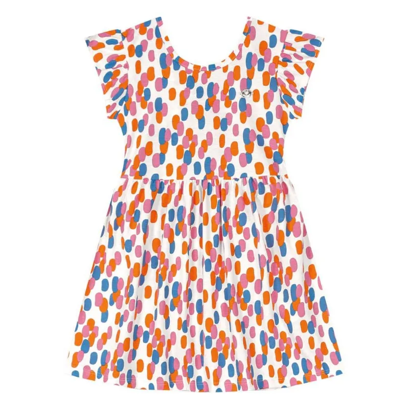 Vestido infantil menina com bolinhas Brandili Natural 14