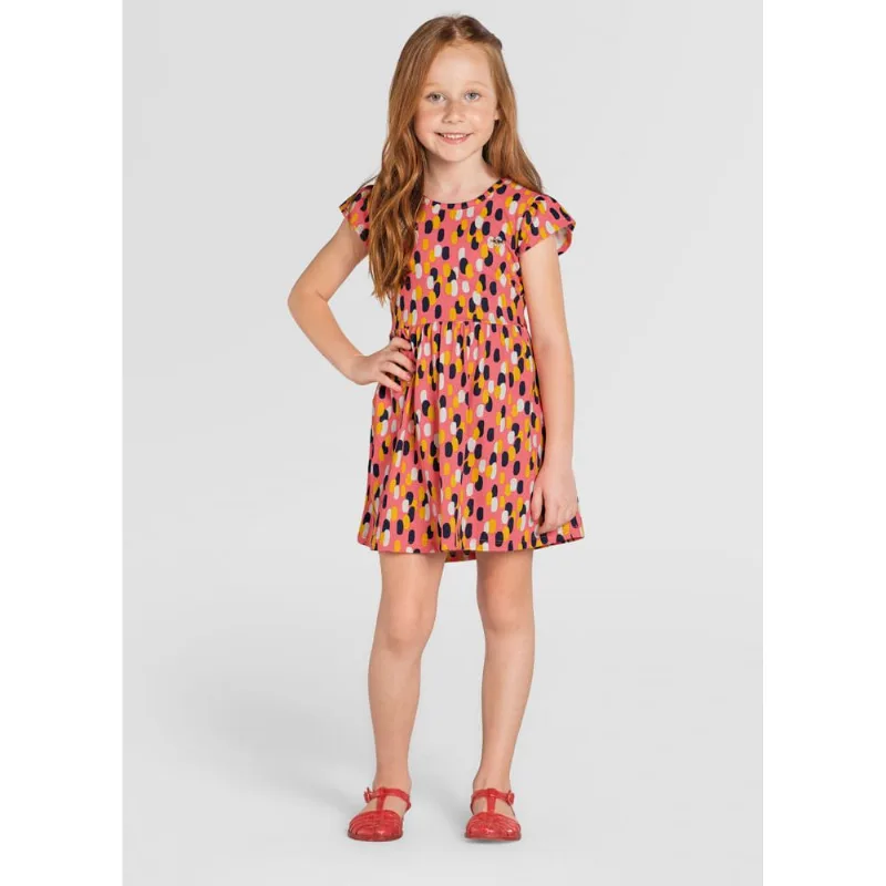 Vestido infantil menina com bolinhas Brandili Rosa 18
