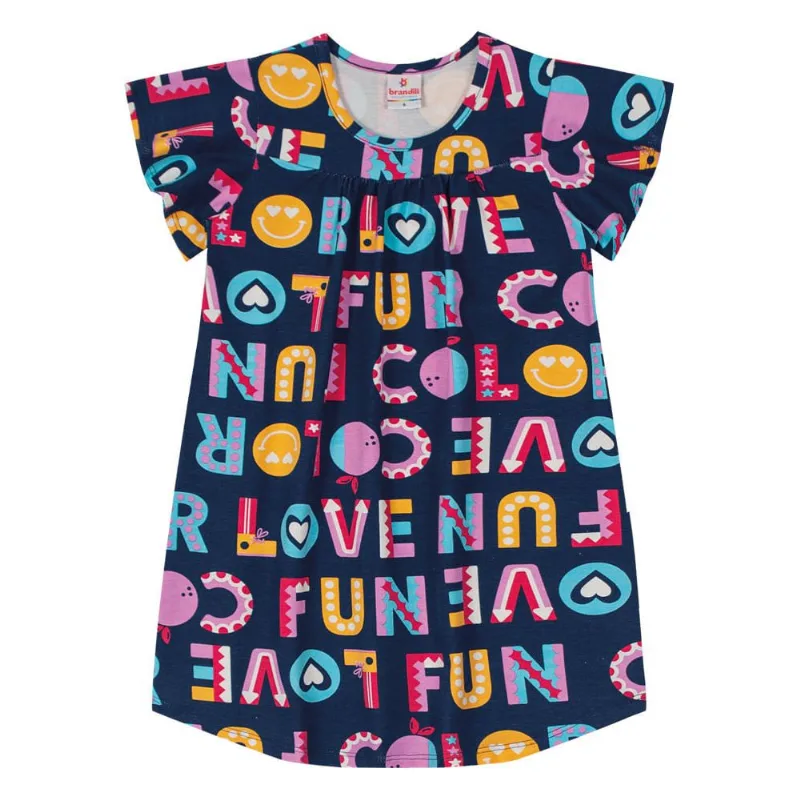 Vestido infantil menina smile Brandili Azul 8