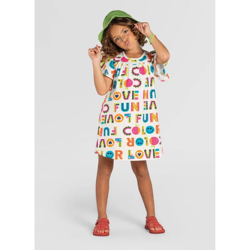 Vestido infantil menina smile Brandili Natural 18