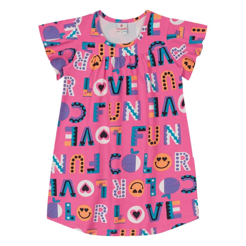 Vestido infantil menina smile Brandili Rosa 14
