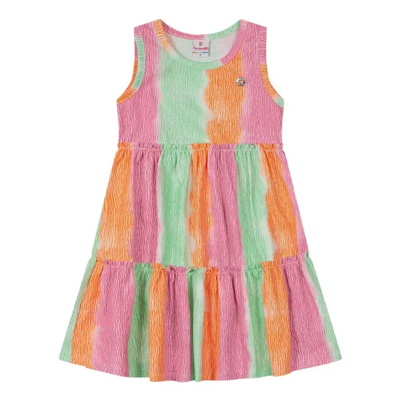 Vestido infantil menina colorido Brandili Rosa 10