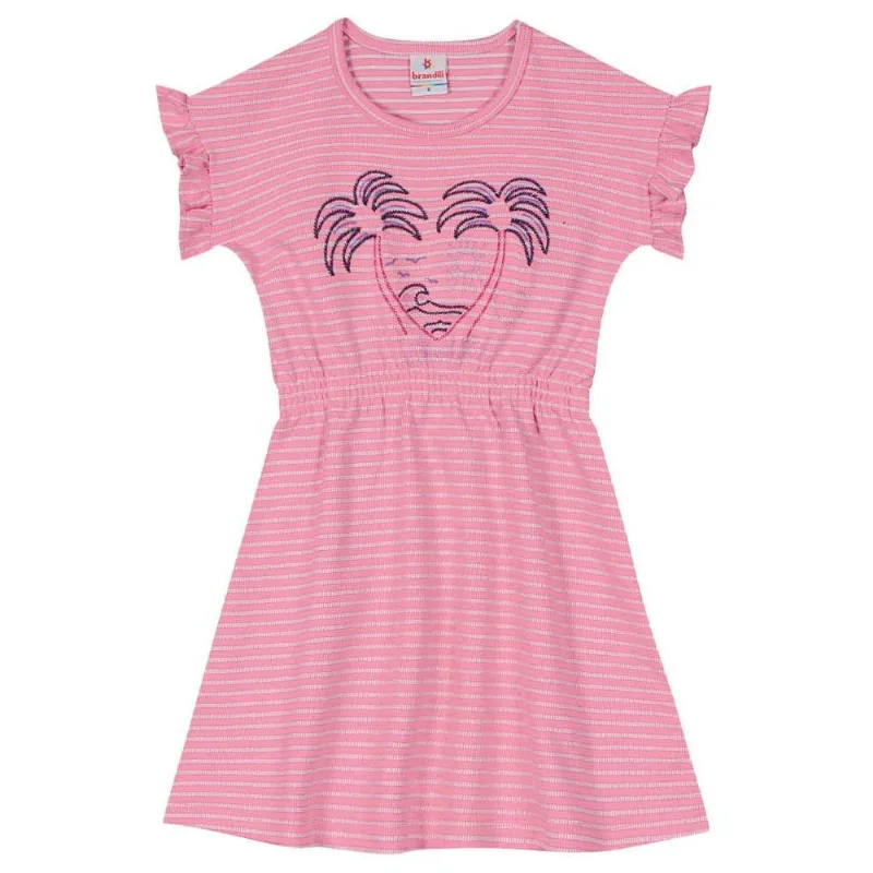 Vestido infantil menina com coqueiros Brandili Rosa 4