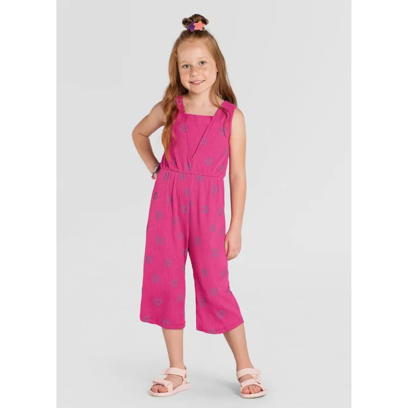 Macacão pantacourt infantil menina sol Brandili Rosa 8