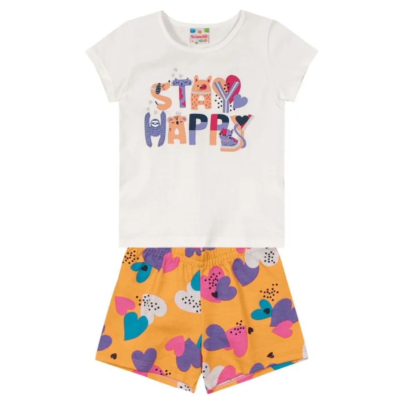 Conjunto infantil menina de corações Brandili Natural 4