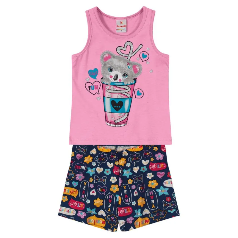 Conjunto infantil menina ursinho Brandili Lilás 1