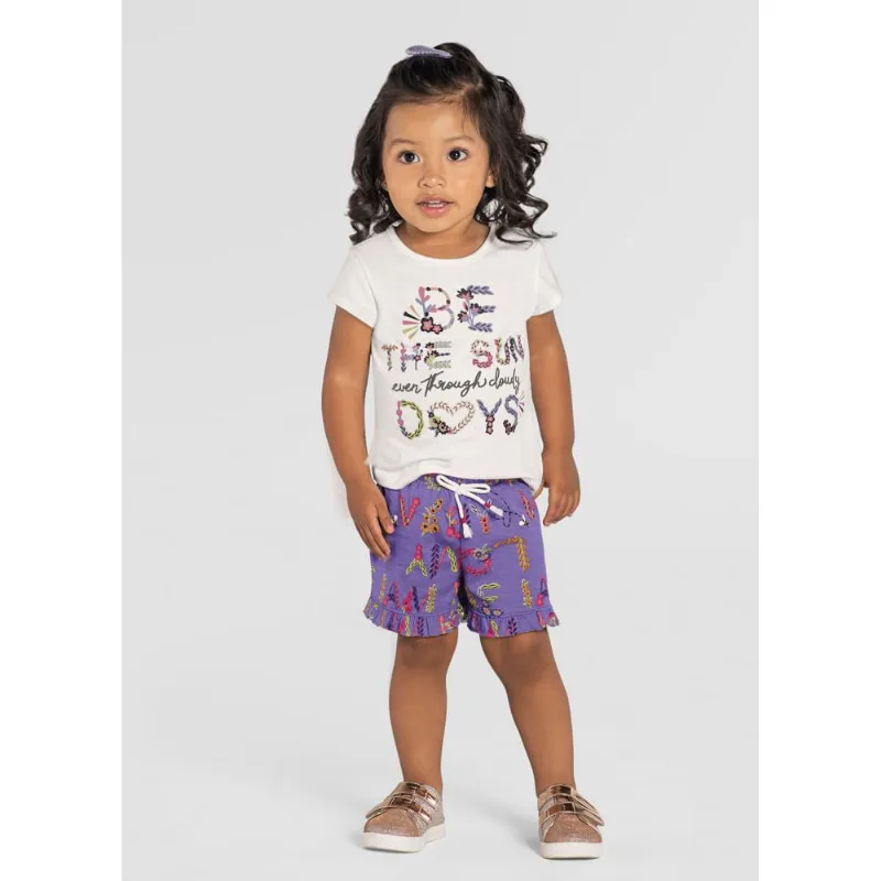 Conjunto infantil menina flores Brandili Natural 1