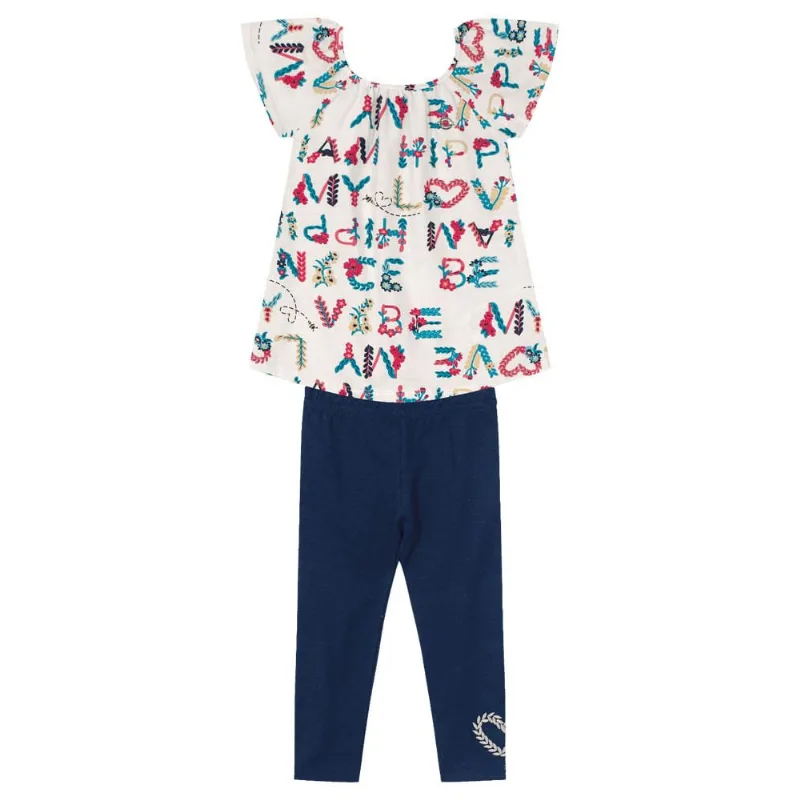 Conjunto infantil menina flores Brandili Natural 3