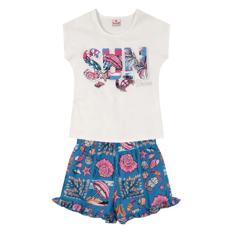 Conjunto infantil menina praia Brandili Natural 18