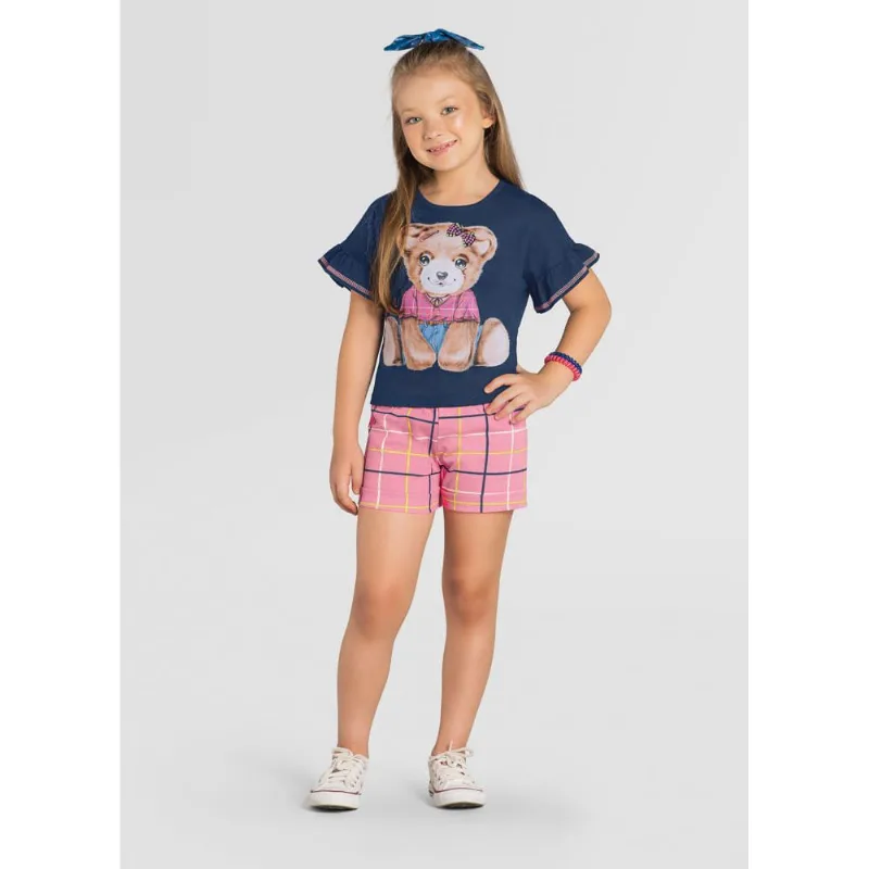 Conjunto infantil menina ursinho Brandili Azul 4