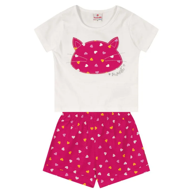 Conjunto infantil menina corações Brandili Natural 10