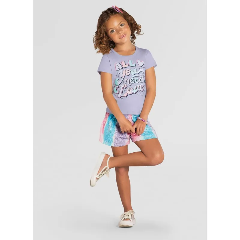 Conjunto infantil menina coração Brandili Lilás 10