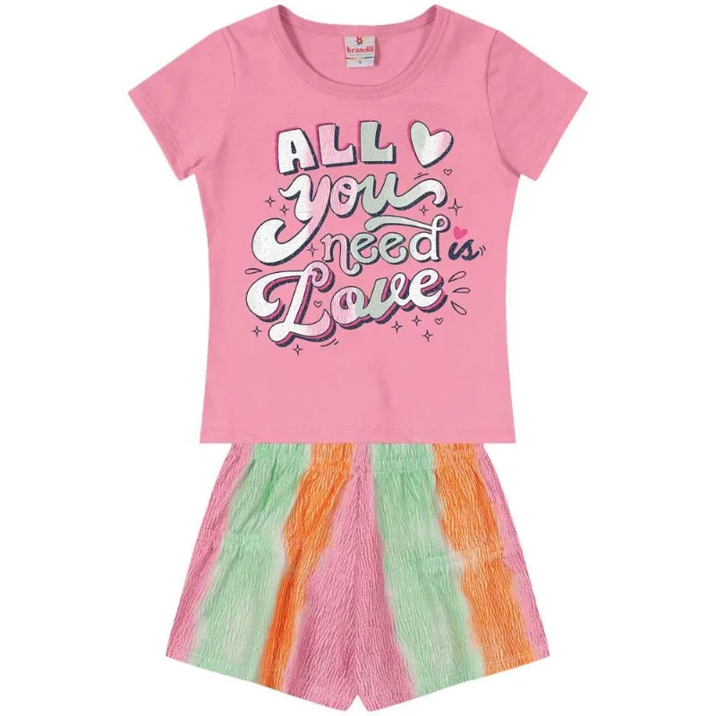 Conjunto infantil menina coração Brandili Rosa 8
