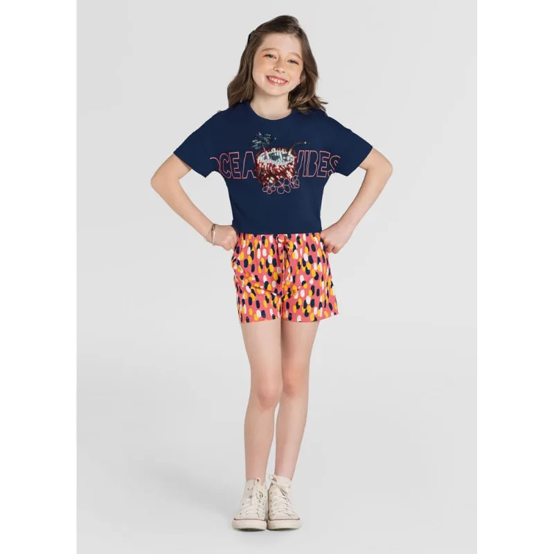 Conjunto infantil menina praia Brandili Azul 18