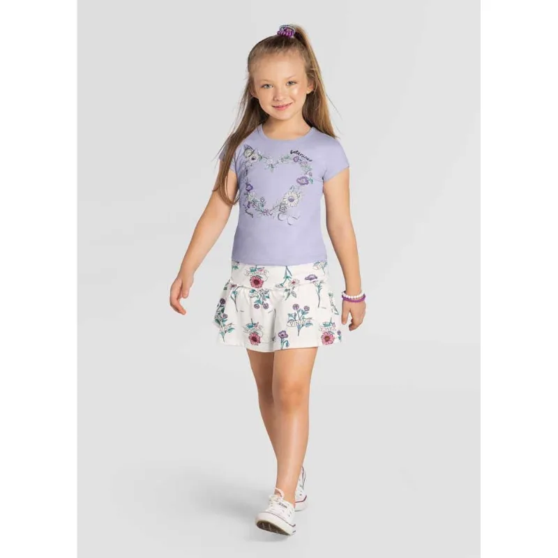 Conjunto infantil menina flores Brandili Lilás 4