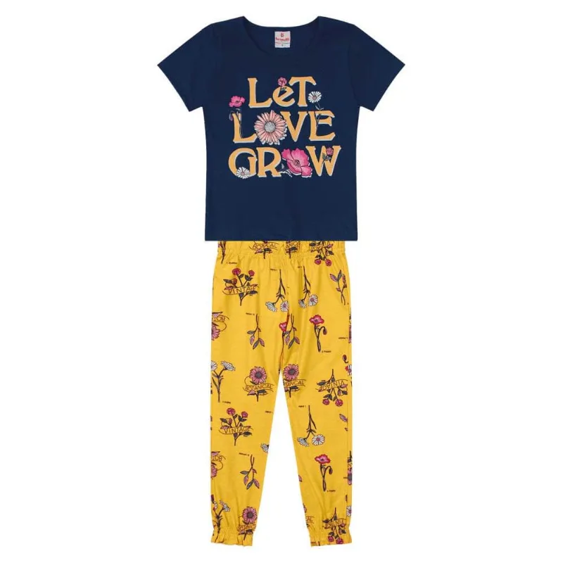 Conjunto infantil menina flores Brandili Azul 8