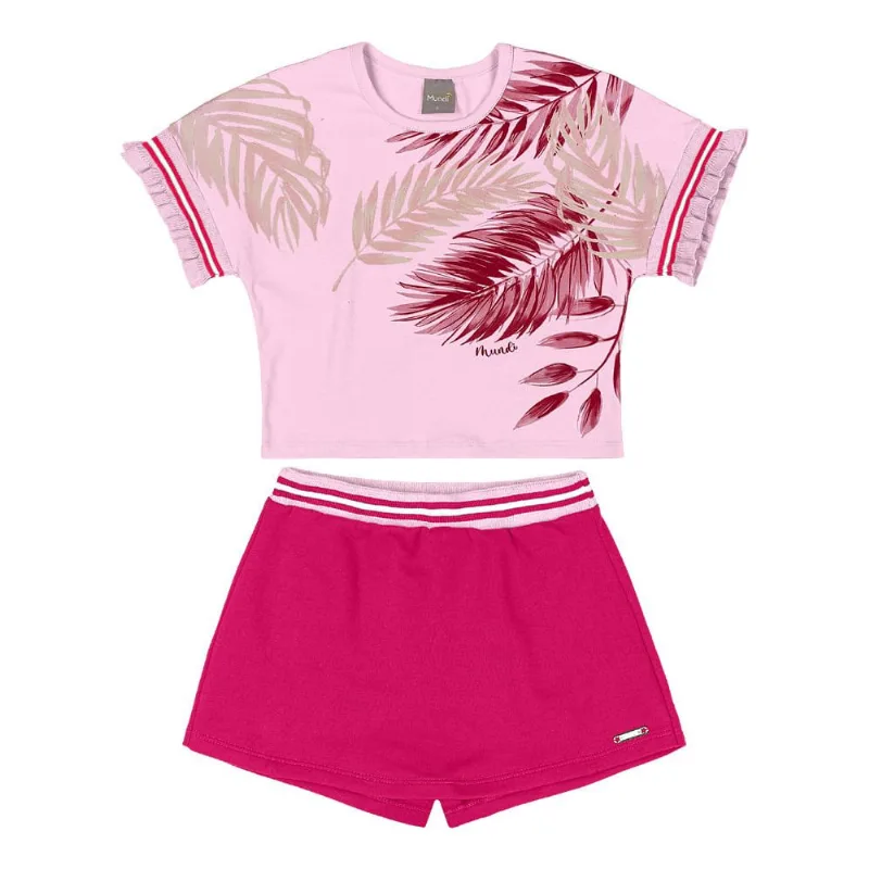 Conjunto infantil menina folhas Mundi Rosa 10