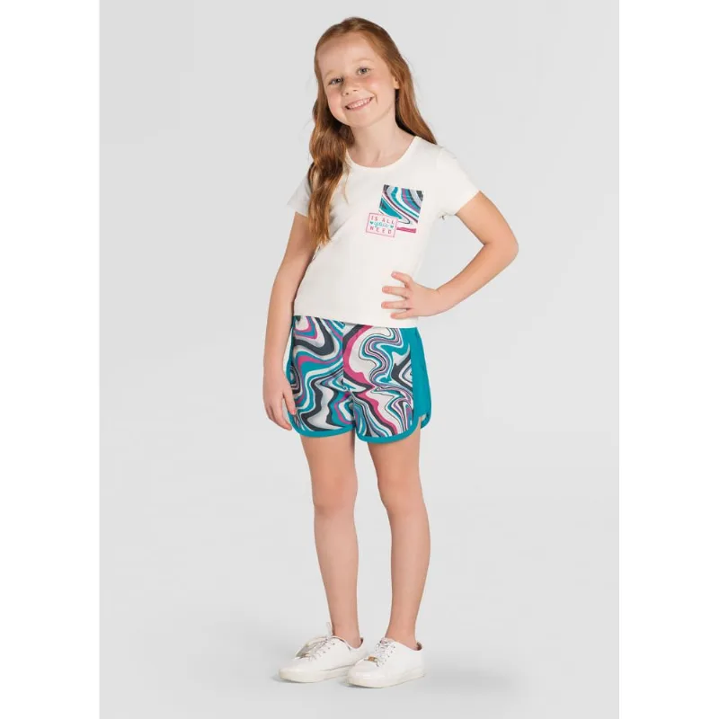 Conjunto infantil menina com estampa abstrata Brandili Natural 8