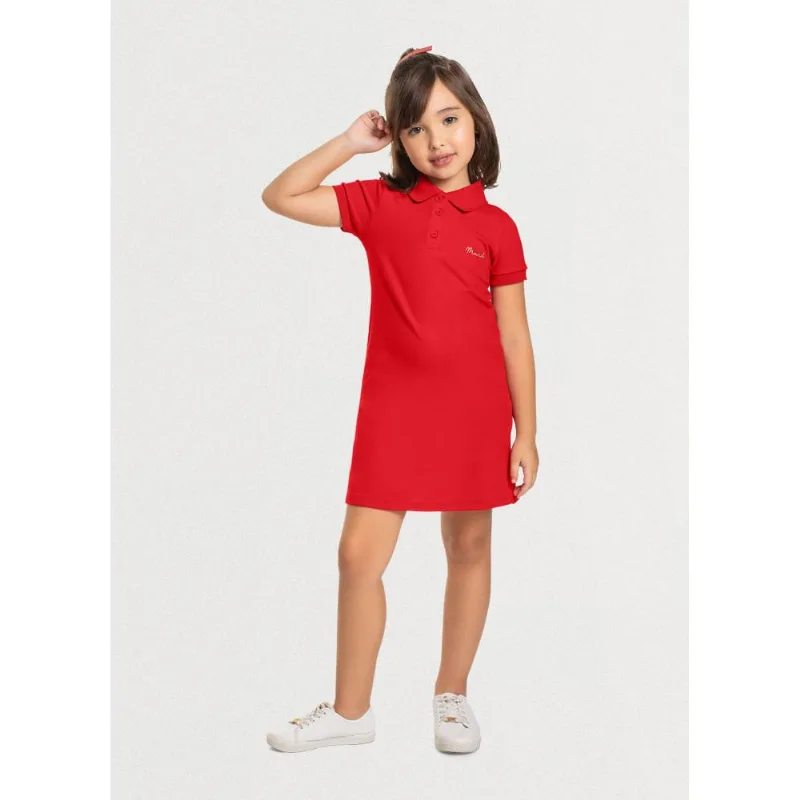 Vestido polo infantil menina clássico Mundi Vermelho 8