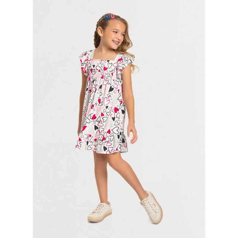 Vestido infantil menina corações Mundi Natural 8