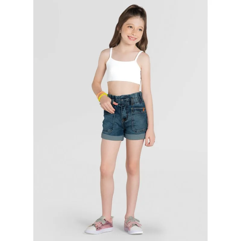Top básico infantil menina em cotton Brandili Branco 12