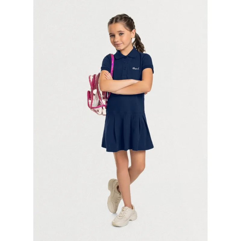Vestido polo infantil menina clássico Mundi Azul 10