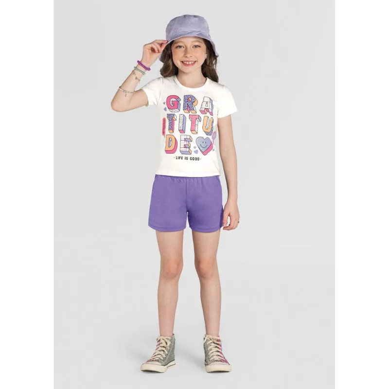 Shorts básico infantil menina de moletinho Brandili Lilás 14