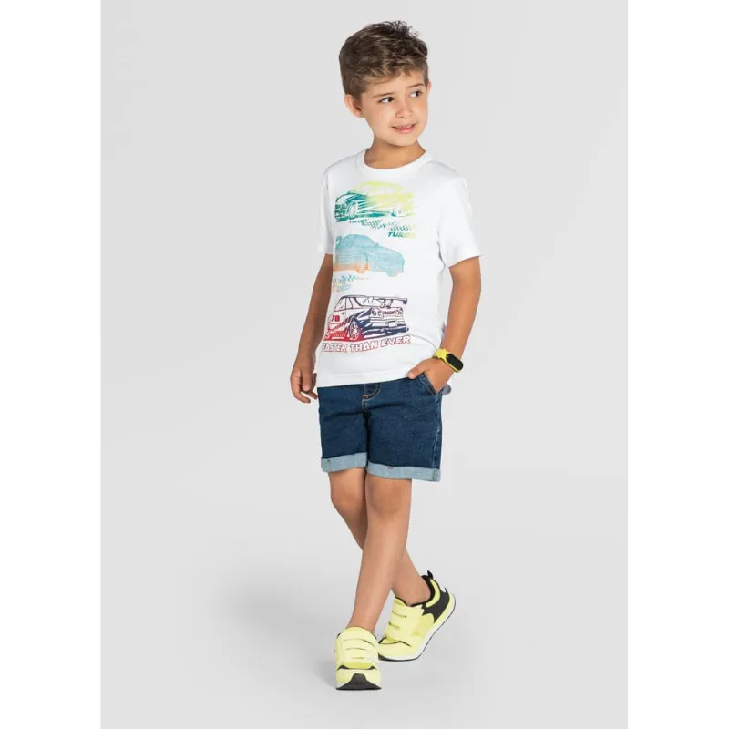 Bermuda Jeans infantil menino super comfort Brandili Azul 12