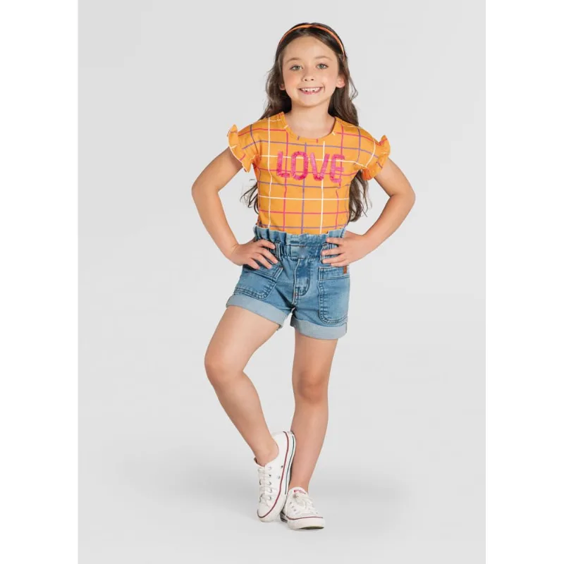Shorts Jeans Infantil menina super comfort Brandili Azul 12