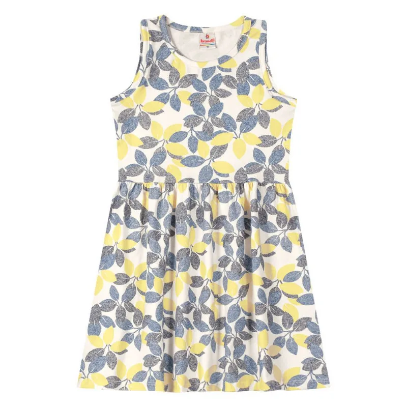 Vestido infantil menina de folhas Brandili Amarelo 10