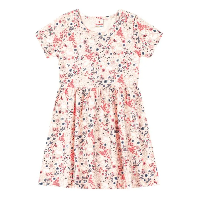 Vestido infantil menina de flores Brandili Rosa 14
