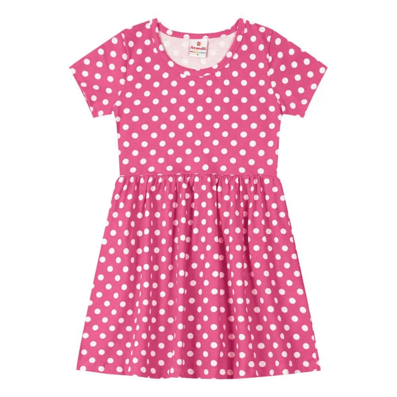 Vestido infantil menina de bolinhas Brandili Rosa 10