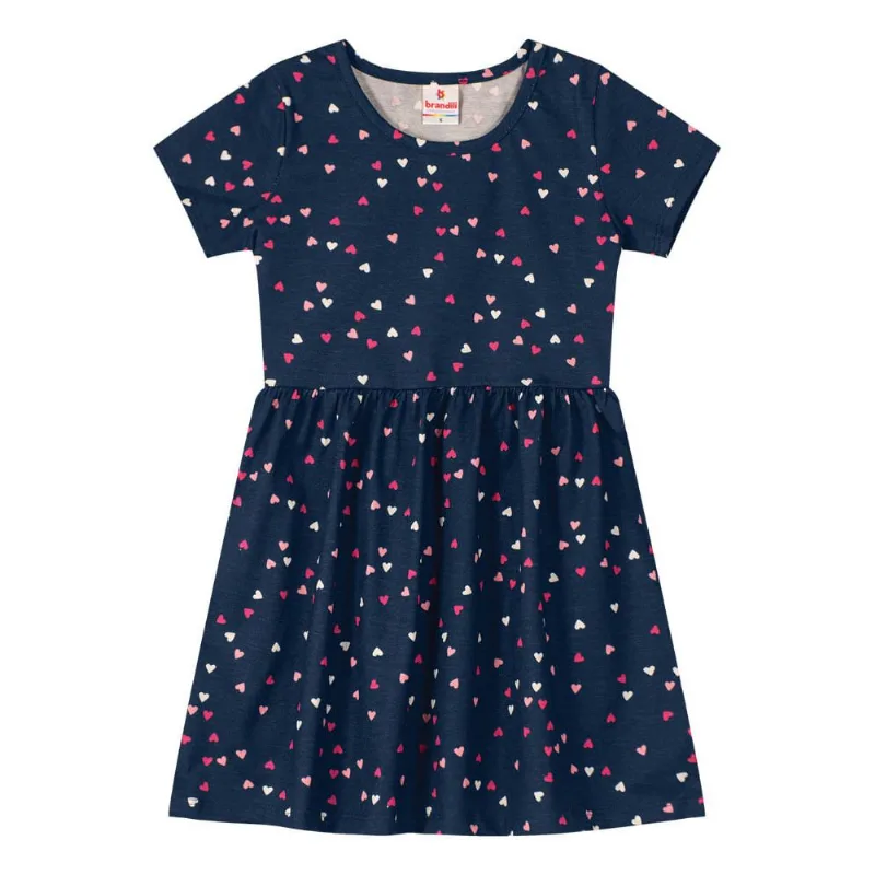 Vestido infantil menina de corações Brandili Azul 4
