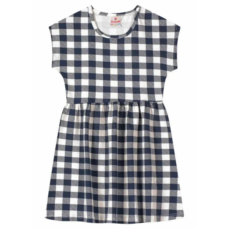 Vestido infantil menina em cotton xadrez Brandili Branco 6