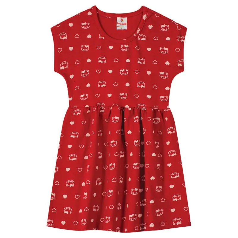 Vestido infantil menina em cotton Brandili Vermelho 8