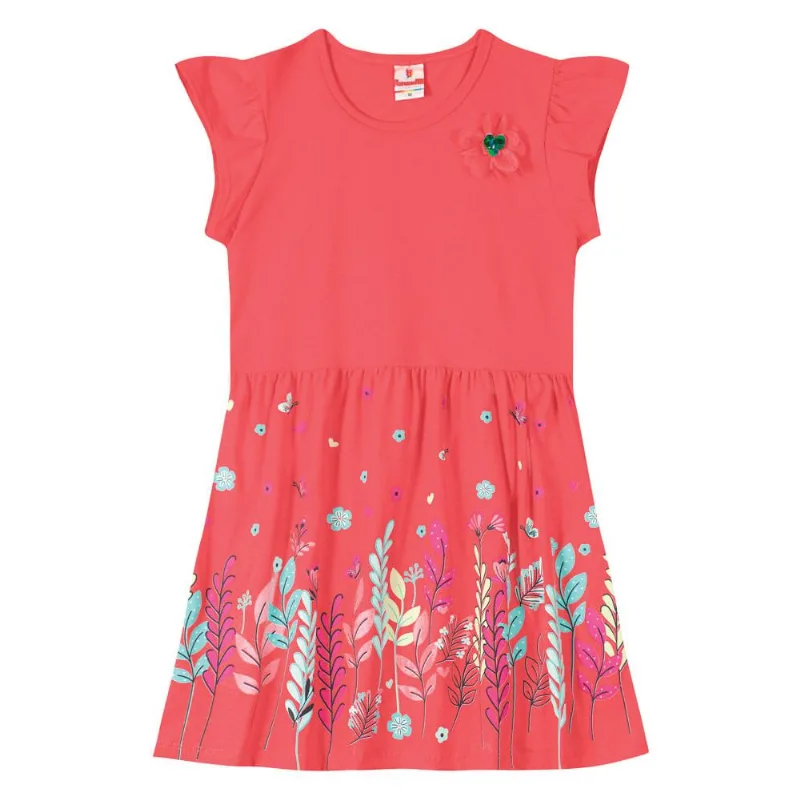 Vestido infantil menina de flores Brandili Rosa 14