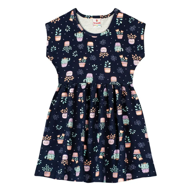 Vestido infantil menina de flores Brandili Azul 3