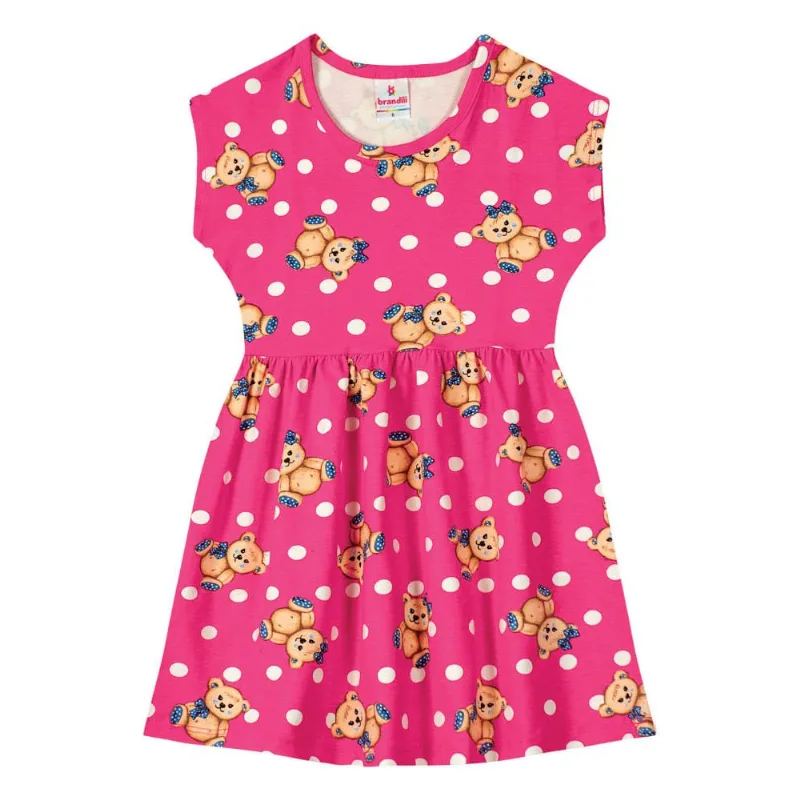 Vestido infantil menina de ursinhos Brandili Rosa 4