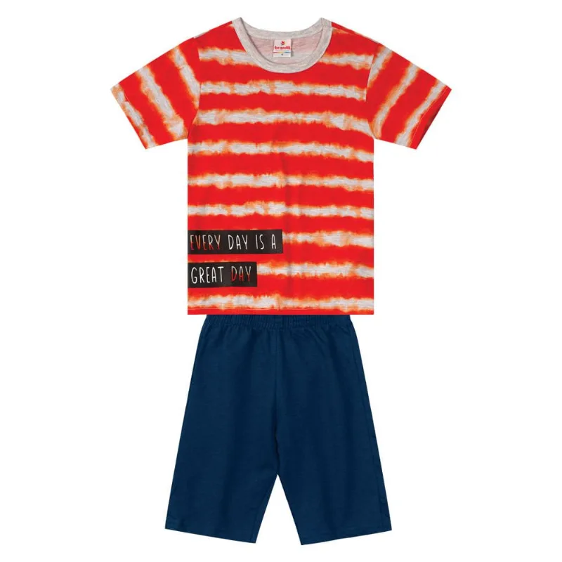 Conjunto infantil menino com listras Brandili Vermelho 6