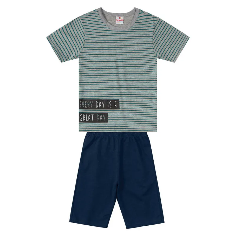 Conjunto infantil menino com listras Brandili Verde 6